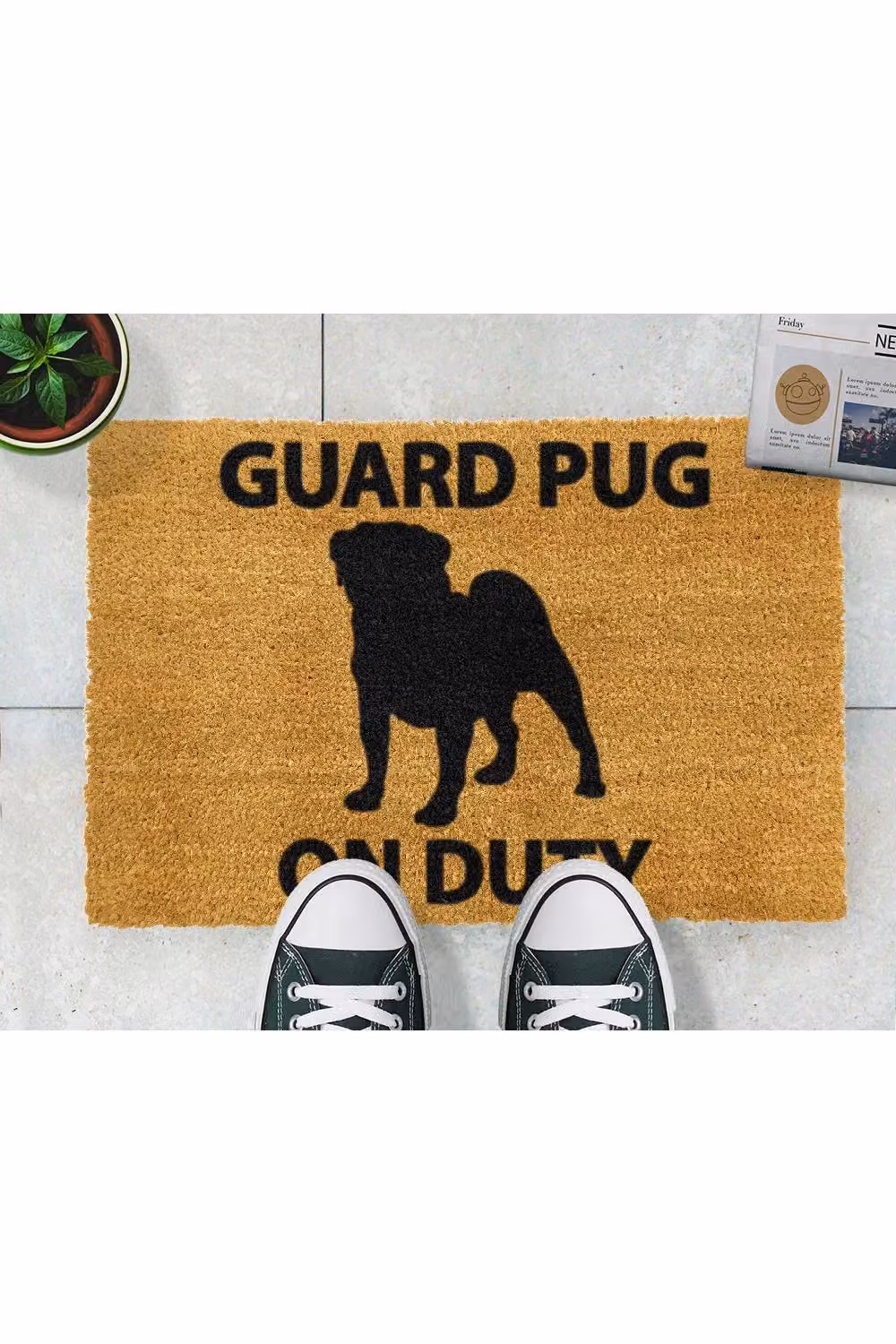 Artsy Mats Guard Pug Doormat, Black and Multicolour, W: 60 cm, D: 40 cm – 3