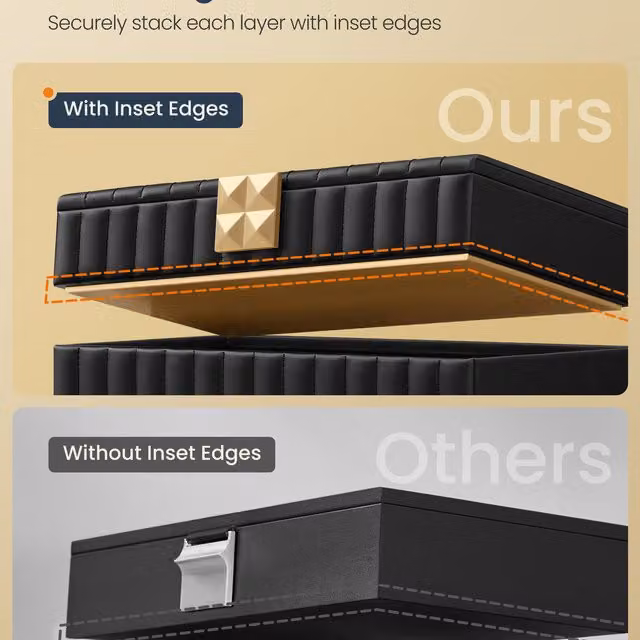 SONGMICS 4-Tier Stackable Jewellery Box with Mirror, Black