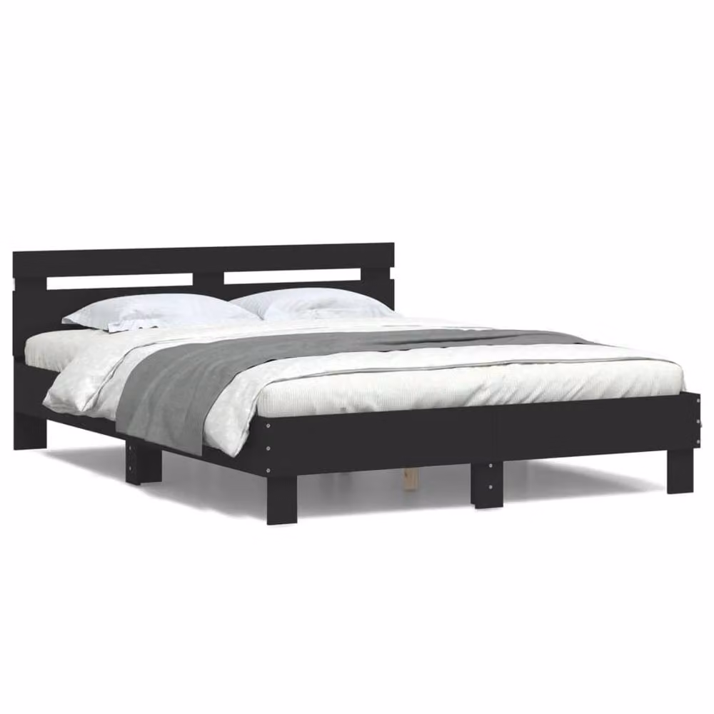 Berkfield Home Durable Bed Frame with LED Under-Bed Lighting in Black, W/D/H: 140 x 200 cm – 5