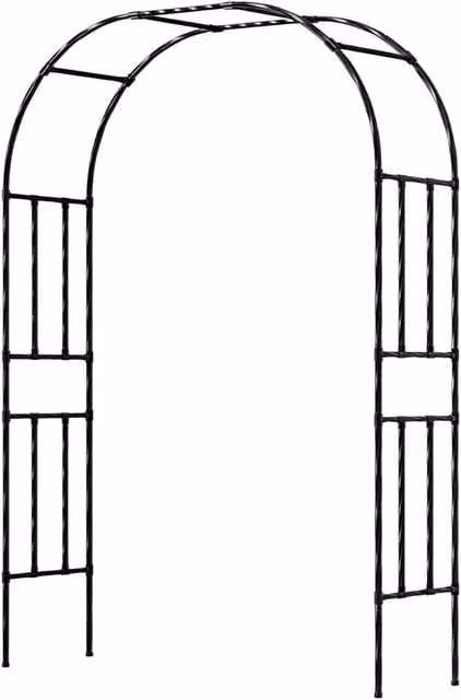 Lambu Black Metal Garden Arch Trellis for Climbing Plants, Height: 240 cm, Width: 150 cm, Depth: 40 cm