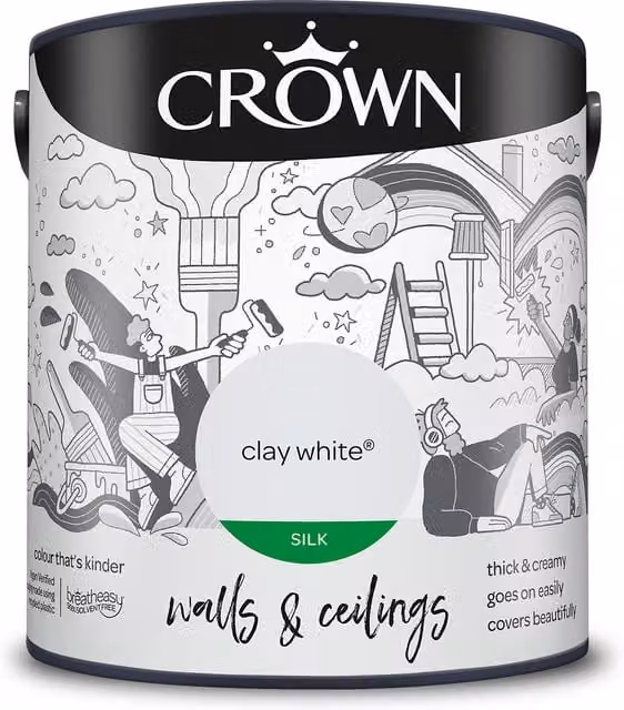 Crown Walls and Ceilings Silk Emulsion White 2.5l