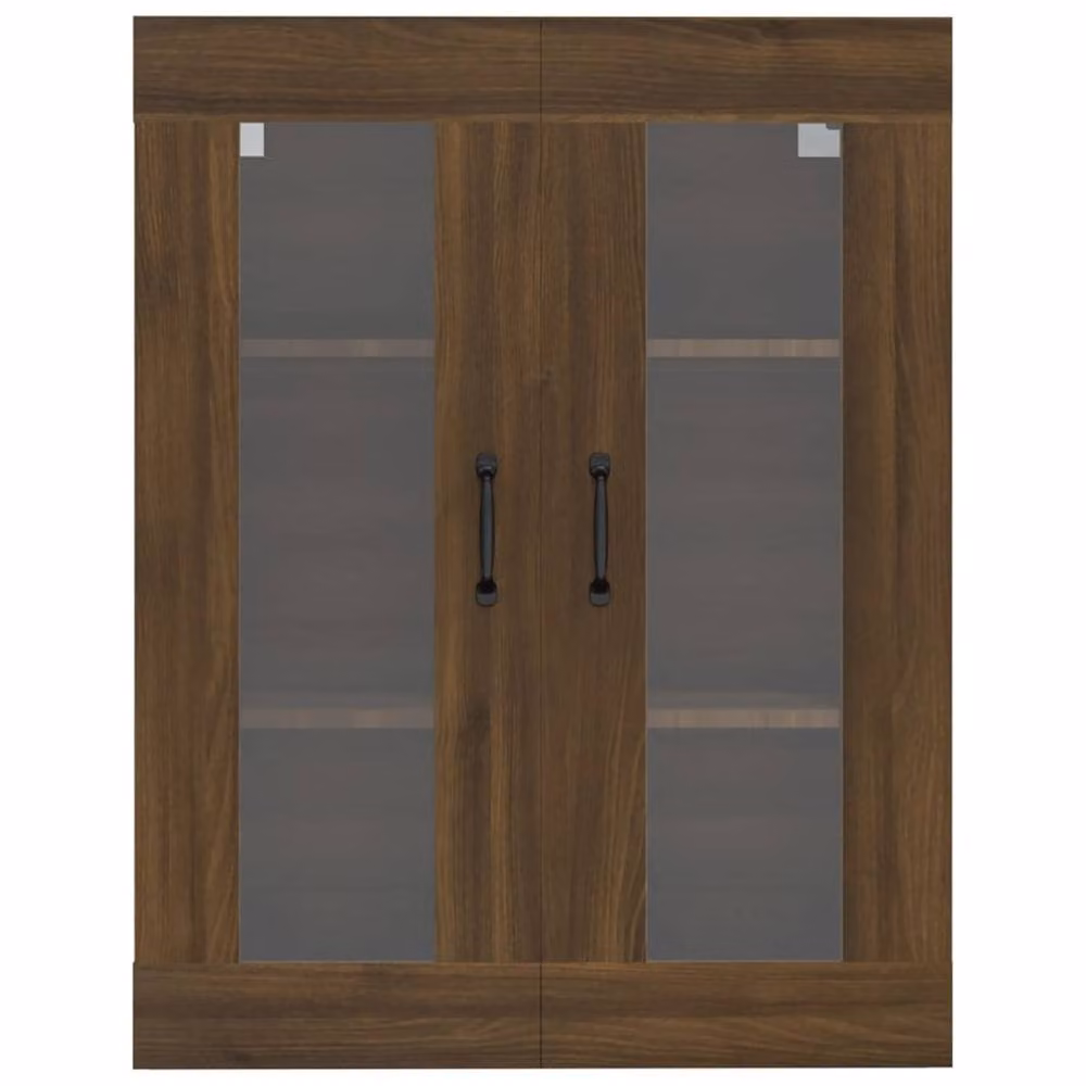 Berkfield Home Hanging Wall Cabinet in Brown Oak with Glass Doors, W/D/H: 69.5 x 34 x 90 cm – 2