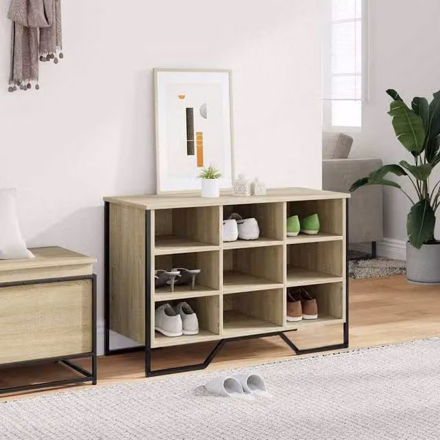 Berkfield Home Shoe Cabinet in Sonoma Oak, W/D/H: 90 x 38 x 61.5 cm