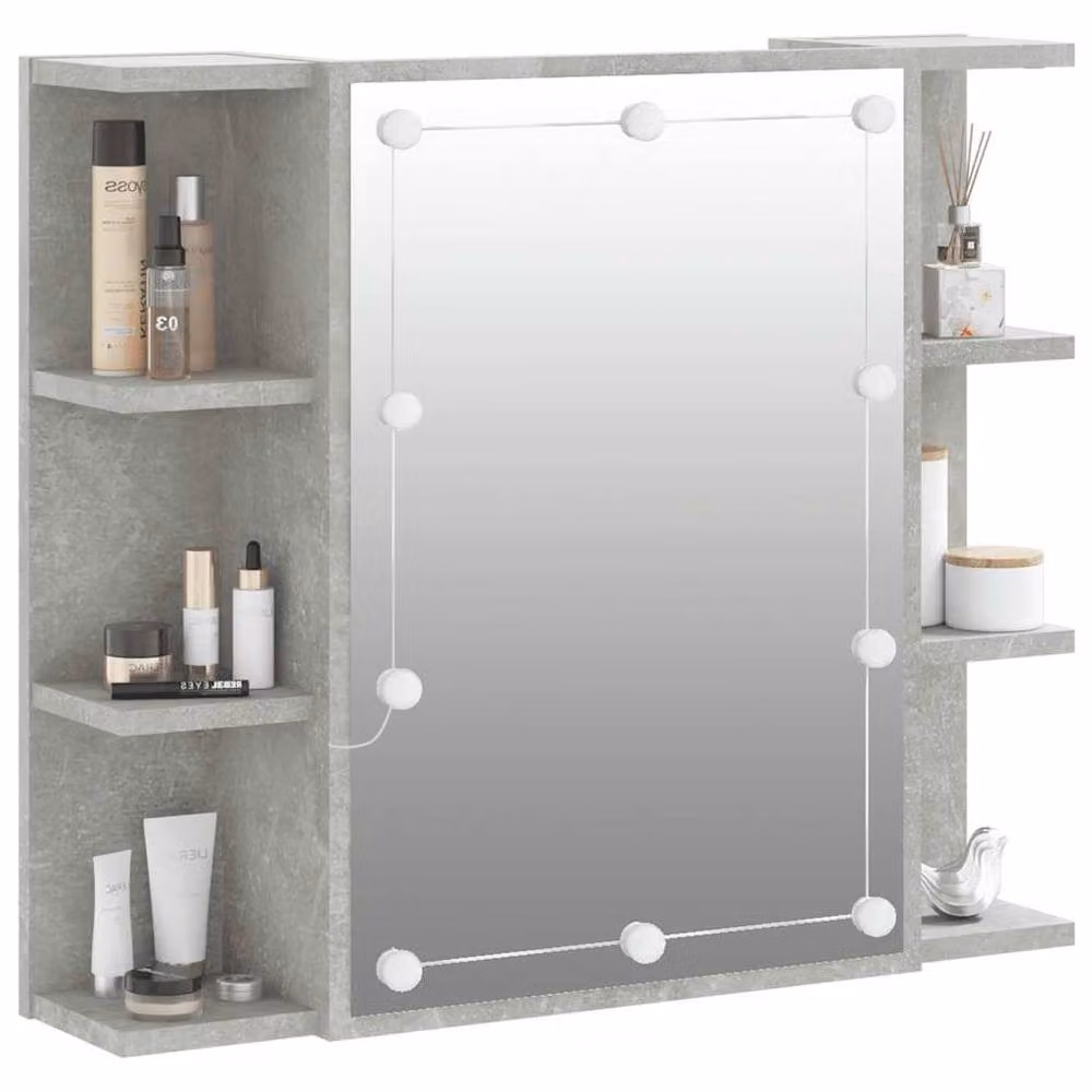 Berkfield Home Mirror Cabinet with LED Lighting in Concrete Grey, W/D/H: 70 x 16.5 x 60 cm – 2