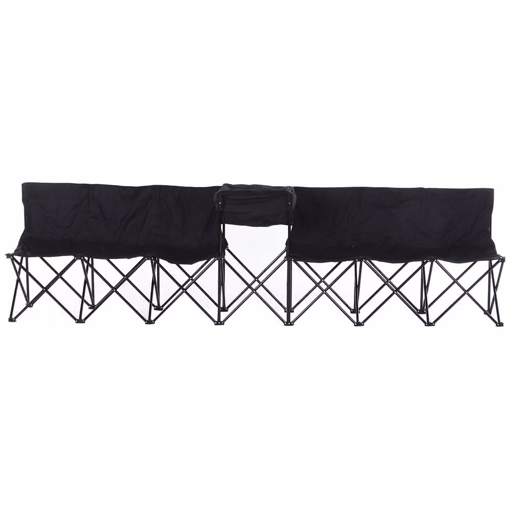 STILVORA 6 Seat Folding Bench with Cooler Box in Black – 4