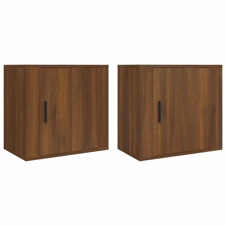 Berkfield Home Wall-mounted Bedside Cabinets, 2 Piece Set, Brown Oak, W: 50 cm, D: 30 cm, H: 47 cm