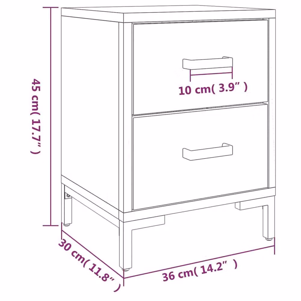 Berkfield Home Black Vintage Solid Pinewood Bedside Cabinet W/D/H: 36 x 30 x 45 cm – 6