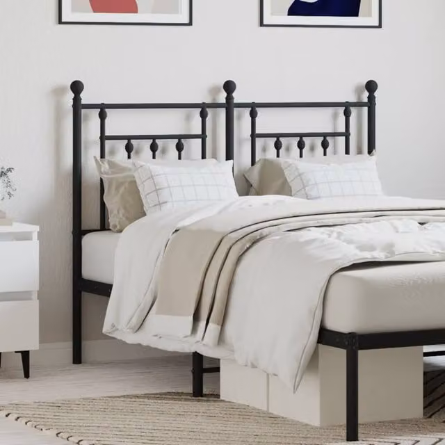 Berkfield Home Classic Metal Headboard in Black, 120 cm