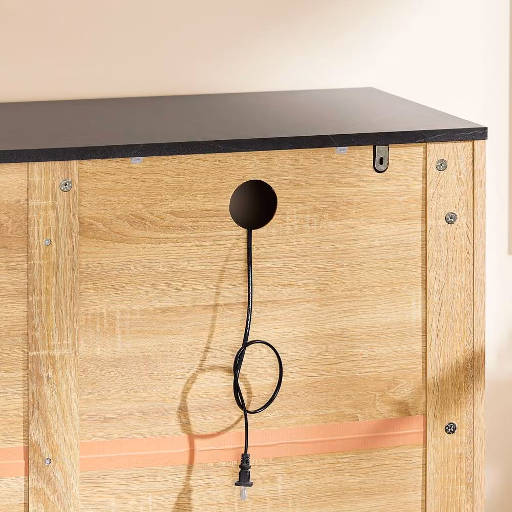 SoBuy Modern Space-Saver Kitchen Sideboard in Light Oak and Black with Soft-Close Drawers – 6