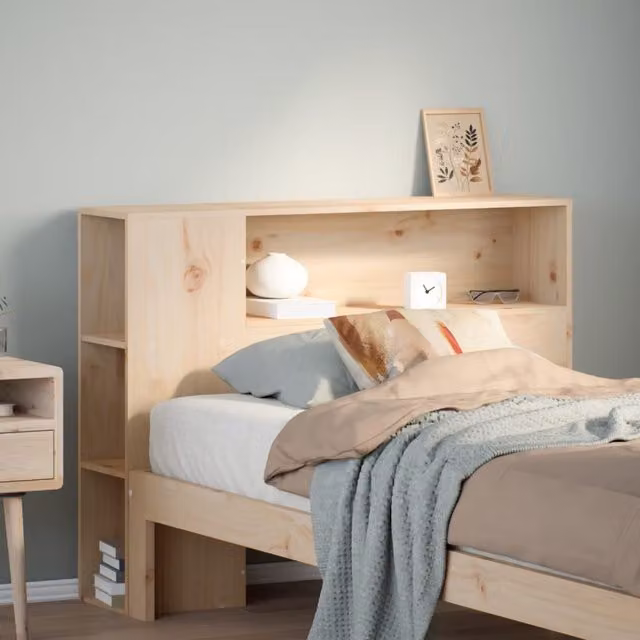 Berkfield Home Rustic Solid Wood Pine Headboard with Storage, Brown, Width: 75 cm