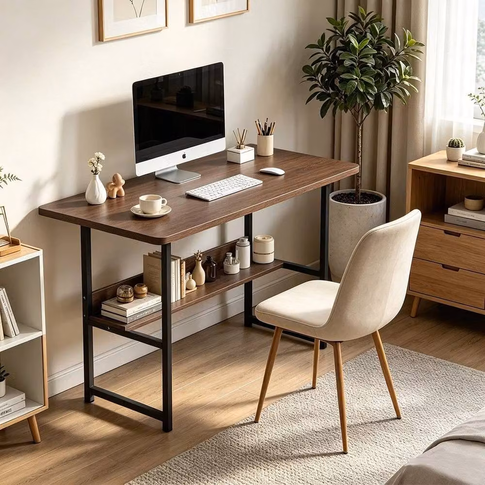 FORGEVIO Modern Computer Desk in Brown, W/D/H: 100 x 60 x 70 cm – 4