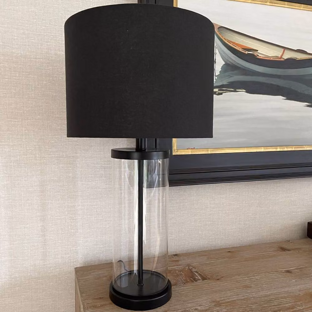 Pagazzi Adelia Black and Transparent Glass Table Lamp, H 67 cm x W 35.5 cm x D 35.5 cm – 2
