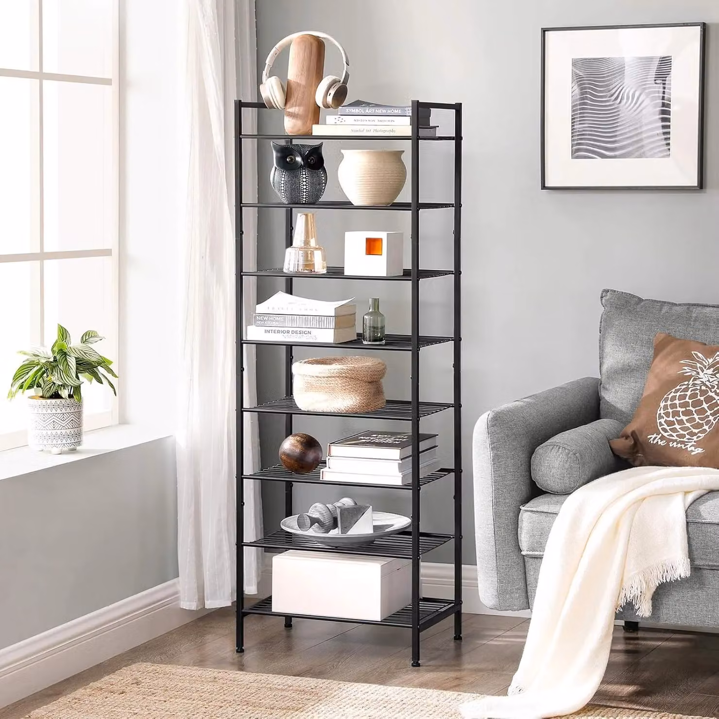 SONGMICS 8-Tier Slim Metal Shoe Rack in Black – 2