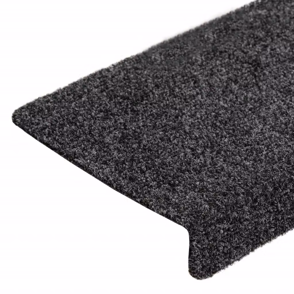 Berkfield Home Non-Slip Grey Needle Punch Stair Mats, 10 Pack, W: 65 cm, D: 40 cm, H: 2.1 cm – 3