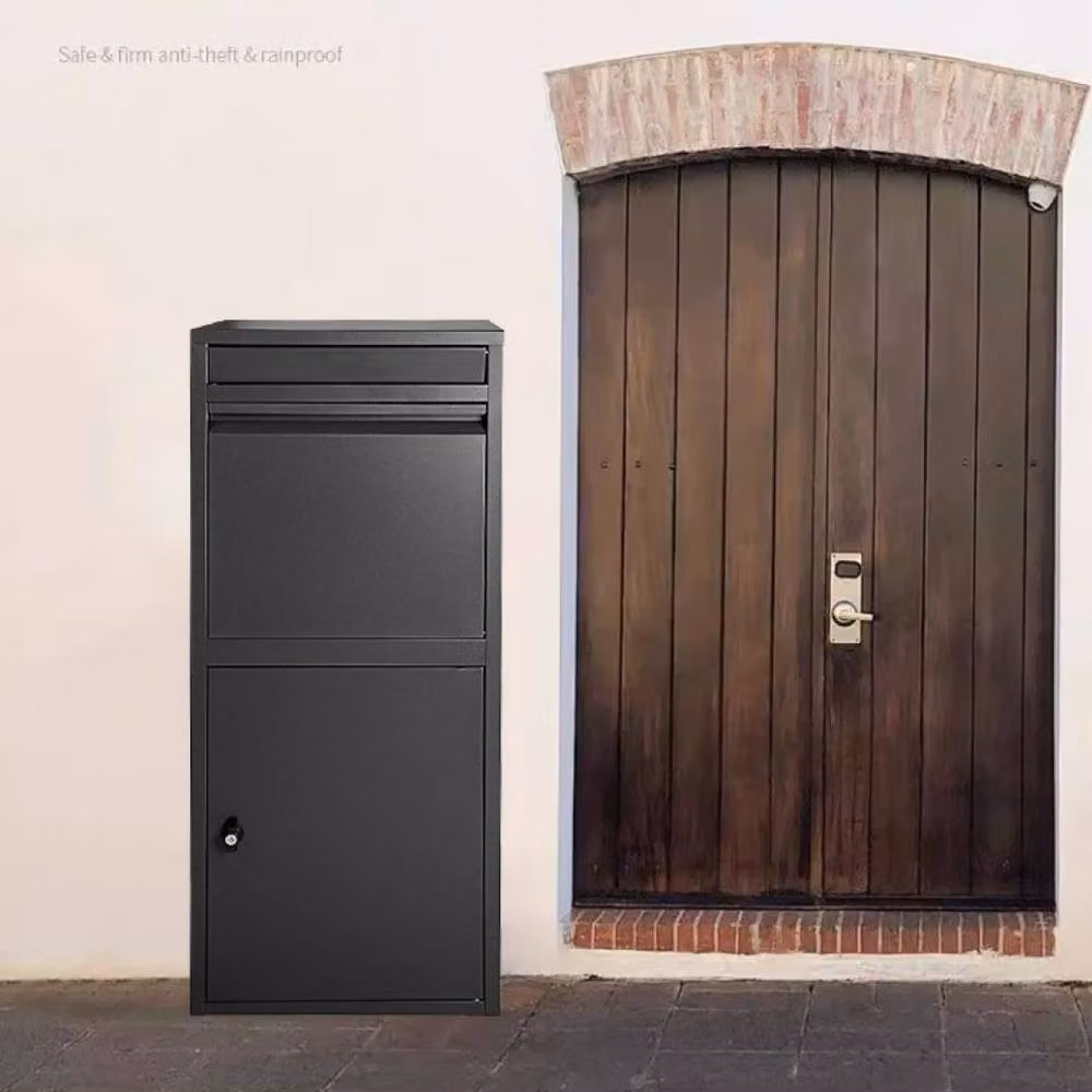 Dprodo Waterproof Steel Parcel and Letter Drop Box with Secure Storage, Black, H: 103.0 cm, W: 41.0 cm, D: 38.0 cm – 3