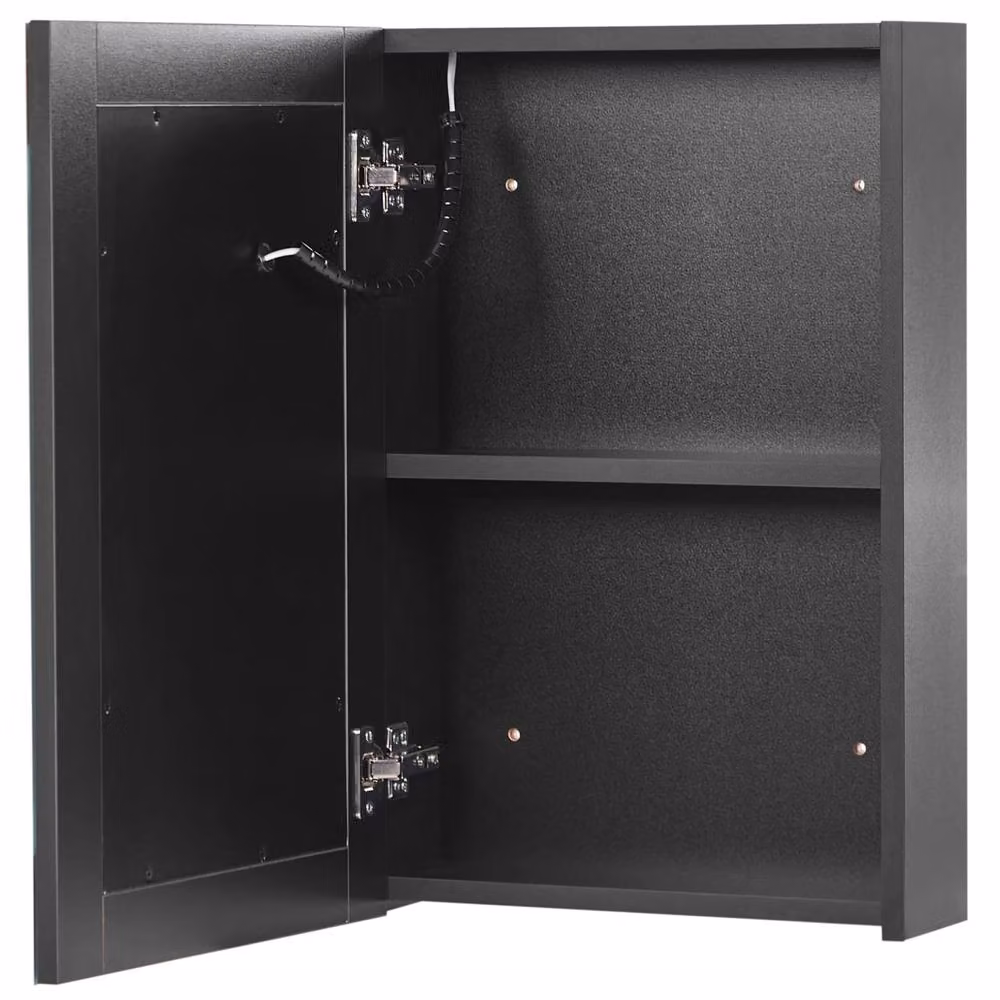 Wyld and Coco Luxor LED Mirror Cabinet in Black with Glass Doors, W/H: 40 x 60 cm – 3