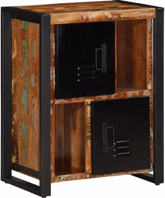 Berkfield Home Multicolour Industrial Sideboard in Reclaimed Solid Wood and Metal, W/D/H: 55 x 35 x 70 cm – 1