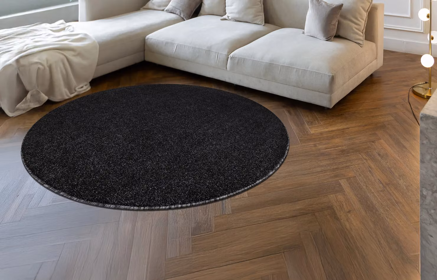 RugsX Eton Plus Round Rug in Metallics, Multicolour and Black, Diameter: 150 cm – 3