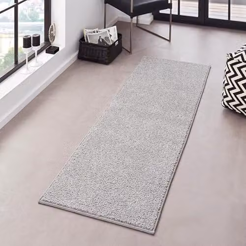 Hanse Home Pure Modern Plain Grey Rectangular Rug, W/D/H: 80 x 400 cm – 1