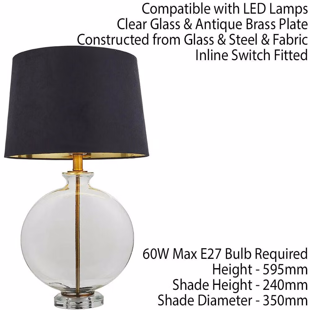 Loops Round Feature Table Lamp with Clear Glass and Antique Brass Finish – 2