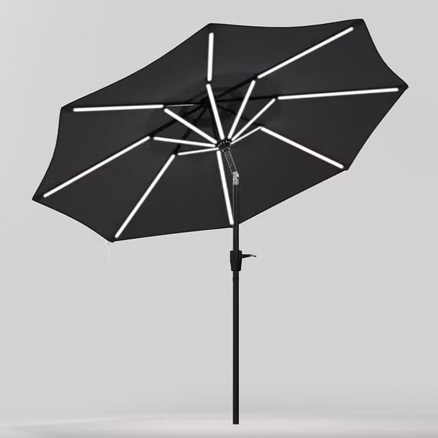 Lifeideas Solar LED Tubes Garden Parasol in Dark Grey