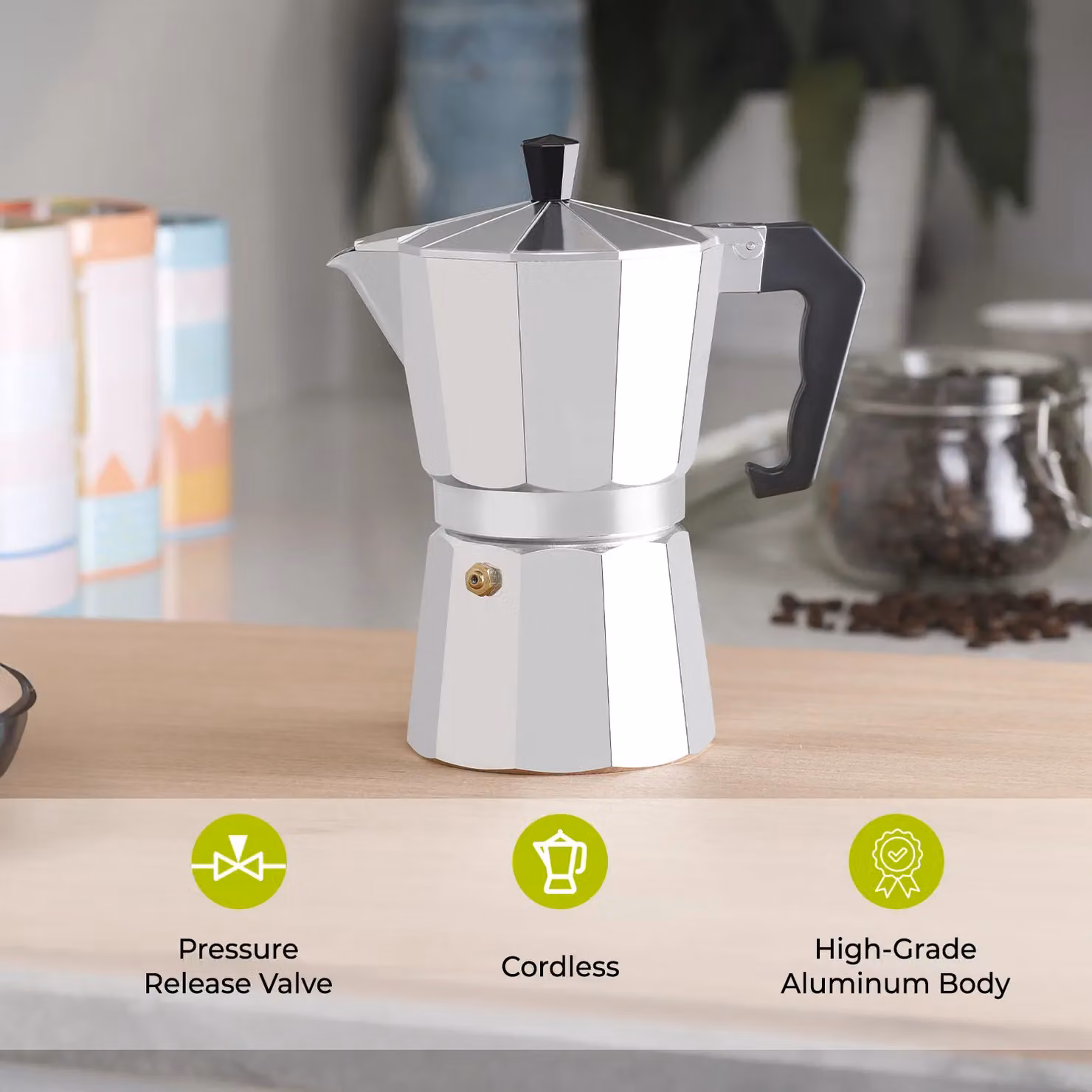 Royalford Moka Pot Espresso Stove Top Coffee Maker Percolator in Metallic Silver, Medium – 2