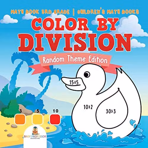 Baby Professor Color by Division Random Theme Edition 3rd Grade Mathematics Book in White and Multicolour, W: 21.59 cm, H: 21.59 cm