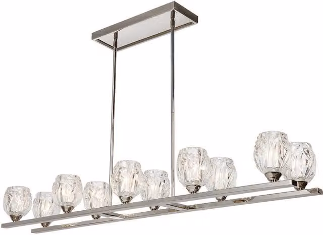 Loops 10 Bulb LED Chandelier in Silver with Transparent Glass and Metal Finish