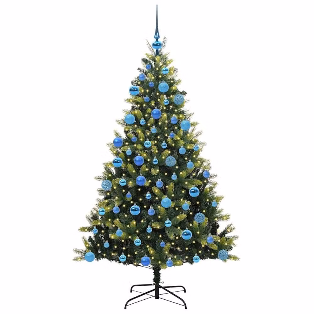 Berkfield Home Artificial Hinged Christmas Tree with 300 LEDs, Green, Height: 180 cm – 3