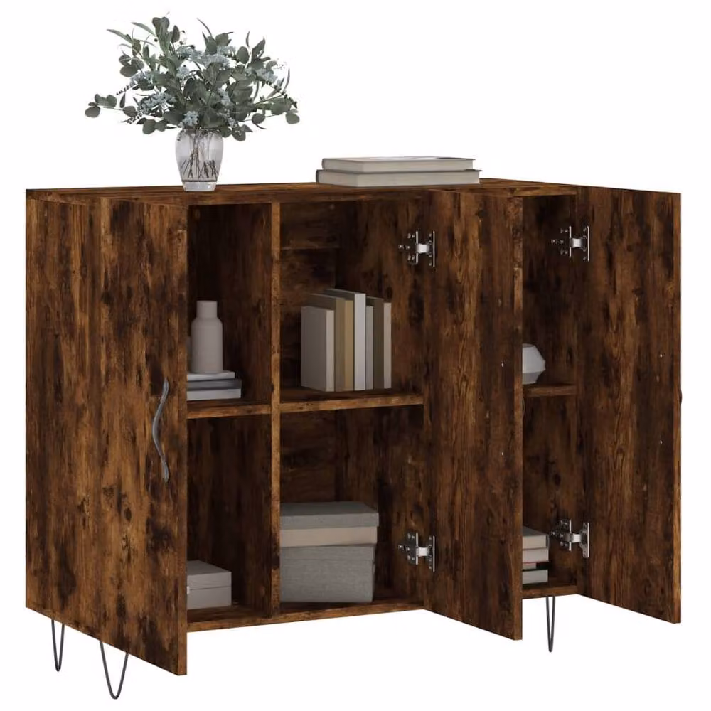 Berkfield Home Modern Smoked Oak Sideboard in Brown, W/D/H: 90 x 34 x 80 cm – 4