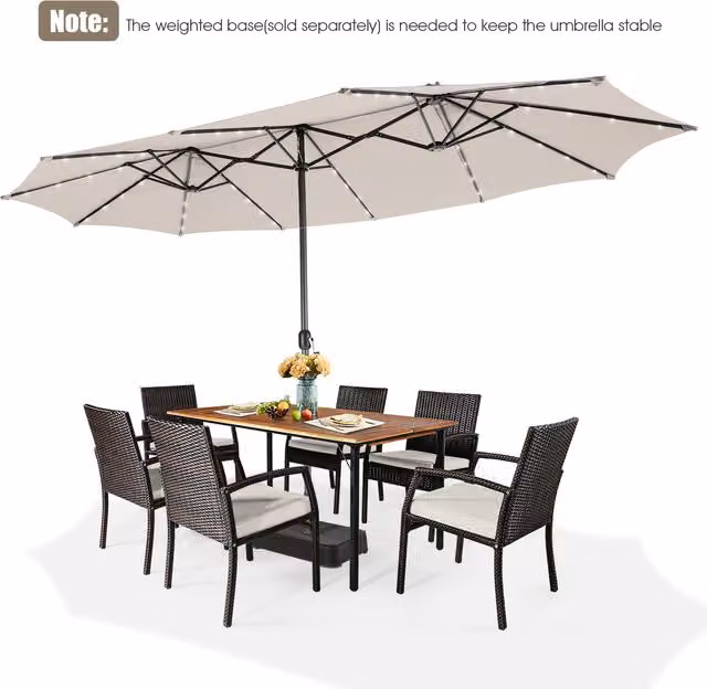COSTWAY Extra Large Freestanding Sun Umbrella in White with Metal Frame