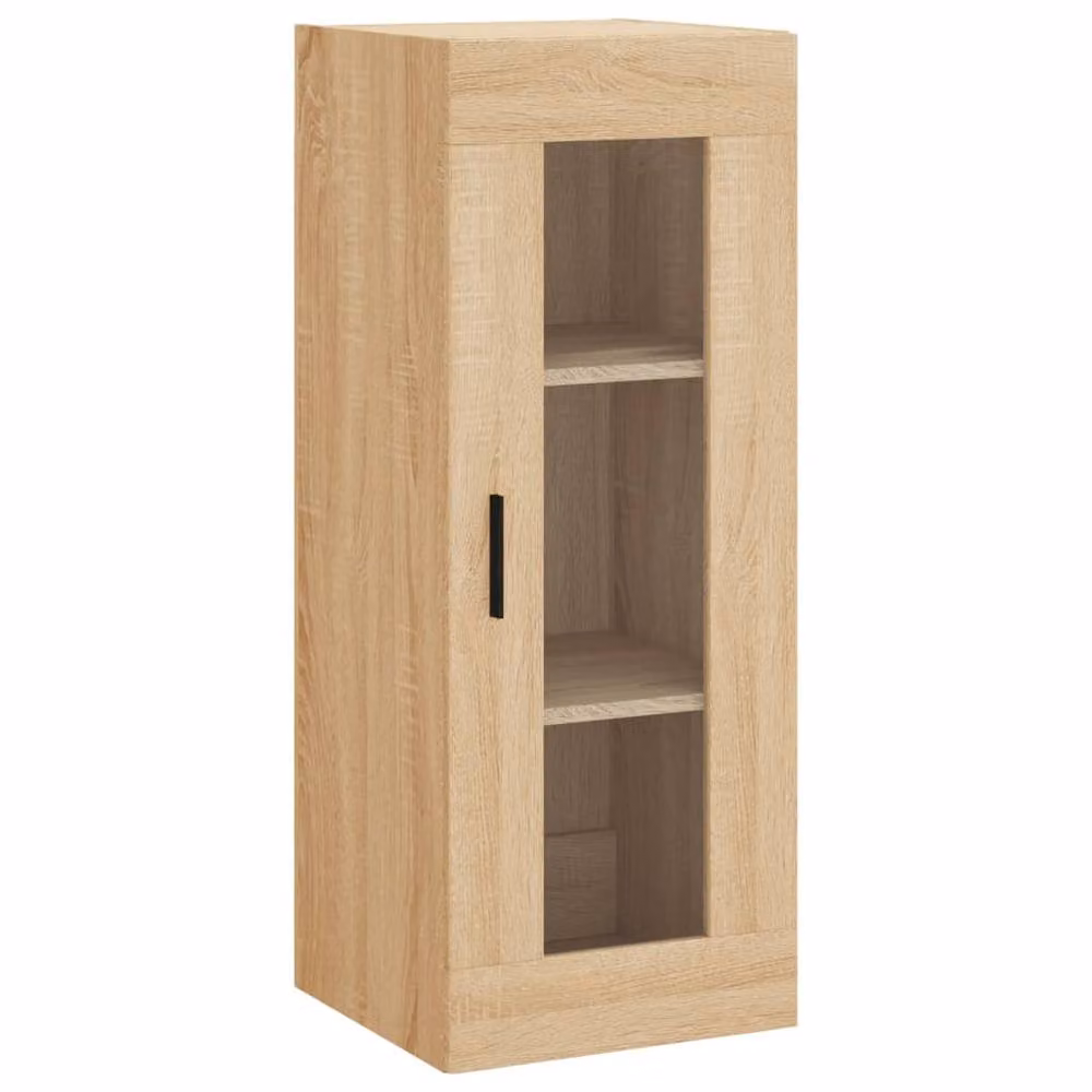 Berkfield Home Wall Mounted Sonoma Oak Cabinet with Glass Doors in Beige, W/D/H: 34.5 x 34 x 90 cm – 2