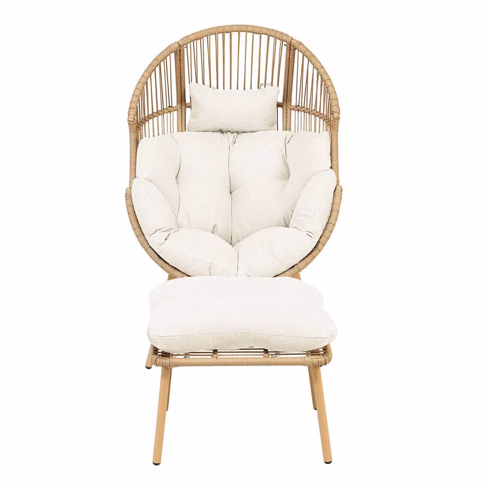 Artemis Home Nestara Standing Egg Chair and Stool in Cream Rattan – 2