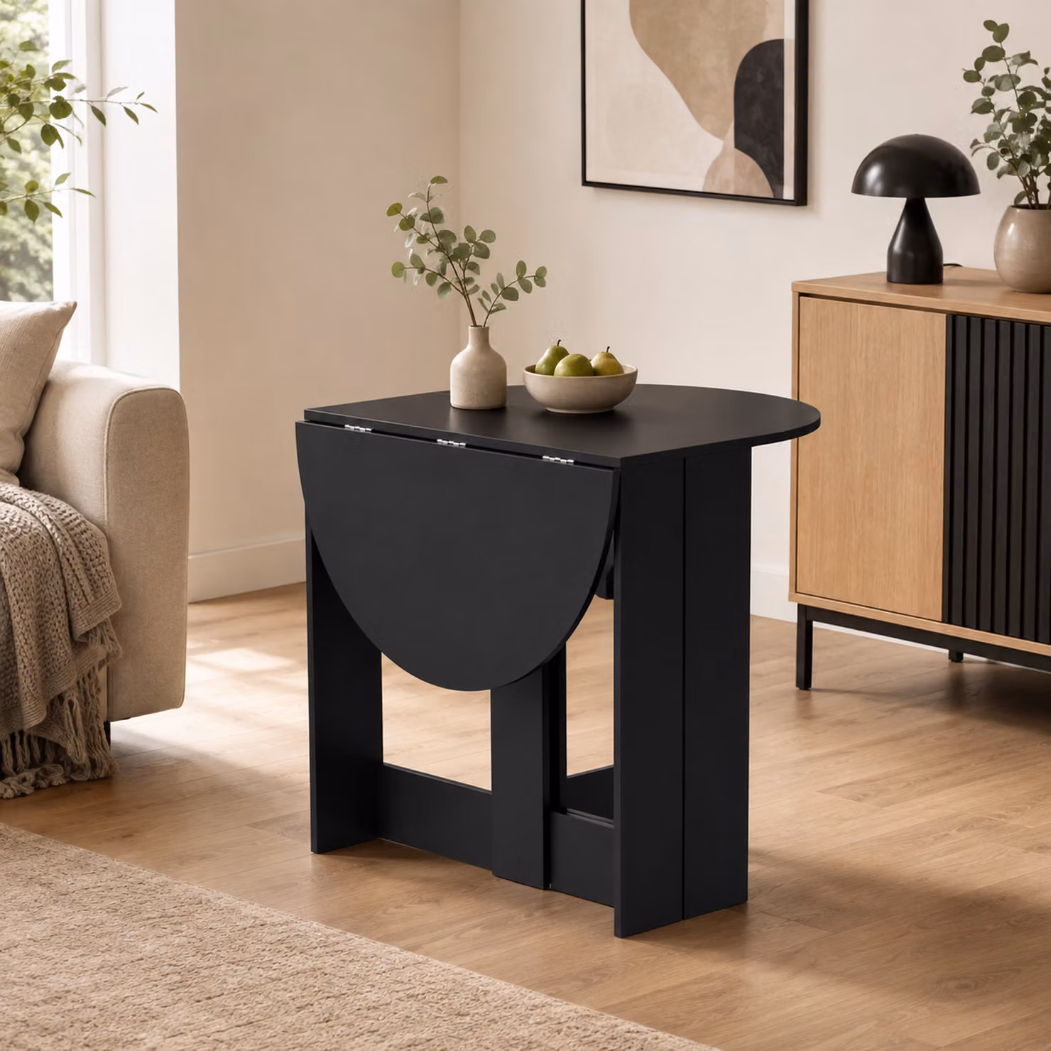 HOMCOM Black Drop-Leaf Folding Dining Table for Kitchen and Dining Rooms – 7