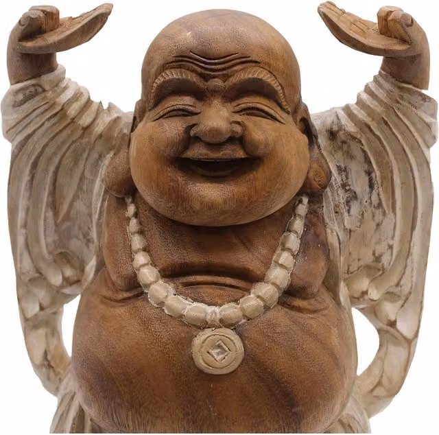 KDMK Happy Buddha Hands Up Oriental Tabletop Ornament, Brown, Width: 40 cm