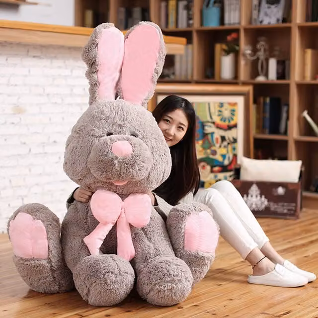 Livingandhome Plush Rabbit Soft Toy with Large Ears in Grey