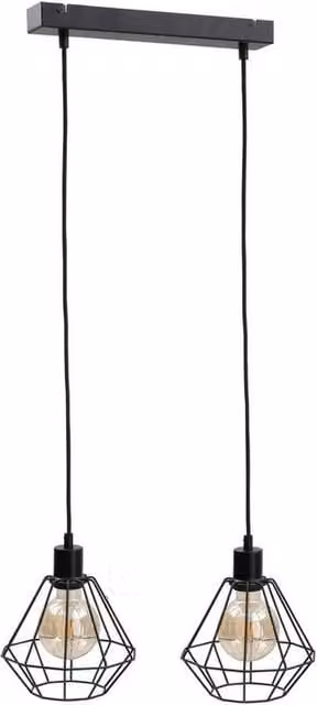 Netlighting Foskal Modern Bar Pendant Ceiling Light in Black, 50 cm, 2x E27