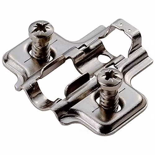 Loops Mounting Plate for Soft Close Hinges with Euro Screw, Bright Zinc Plated