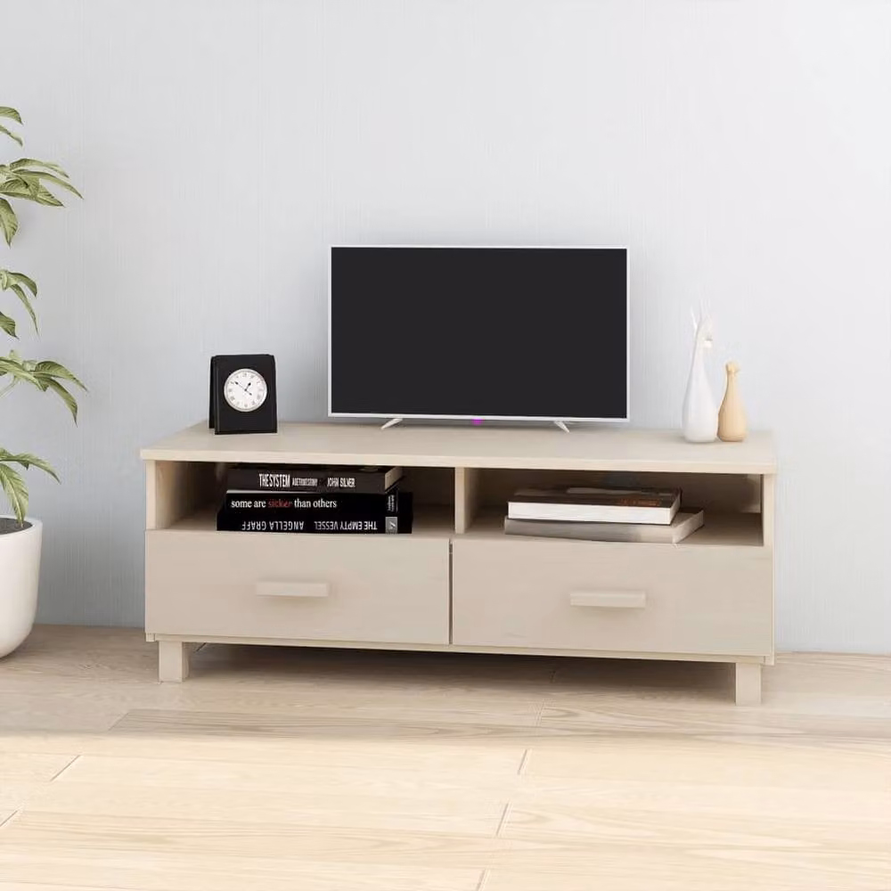 Berkfield Home HAMAR TV Cabinet in Honey Brown and Light Sand Solid Pine Wood, W/D/H: 106 x 40 x 40 cm – 2