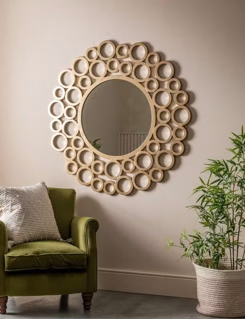 Gallery Direct Wrakes Extra Large Round Geometric Gold Wall Mirror