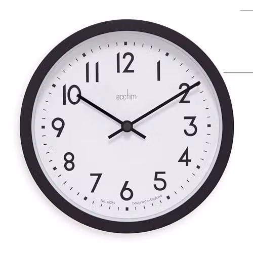 Acctim Elstow Retro Style Quartz Analog Wall Clock in Grey and Black, Diameter: 20 cm