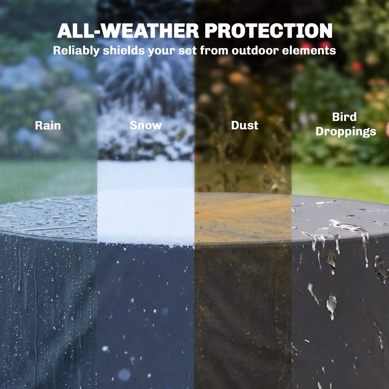 Outsunny Waterproof Round Garden Table Cover, Heavy Duty 420D Oxford Polyester, Black, Diameter: 214 cm, Height: 70 cm – 6