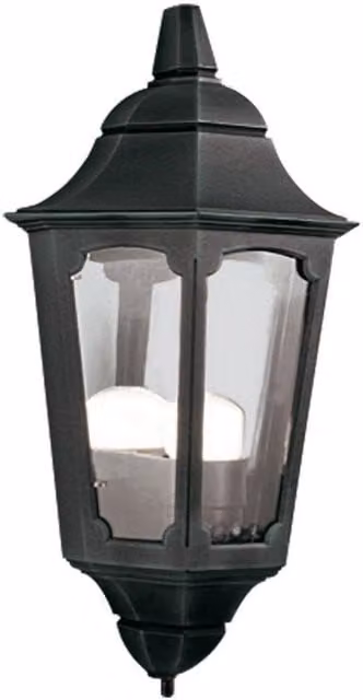 Netlighting Parish Black Outdoor Wall Lantern Light with Transparent Glass and E27 Socket, IP44 Rated