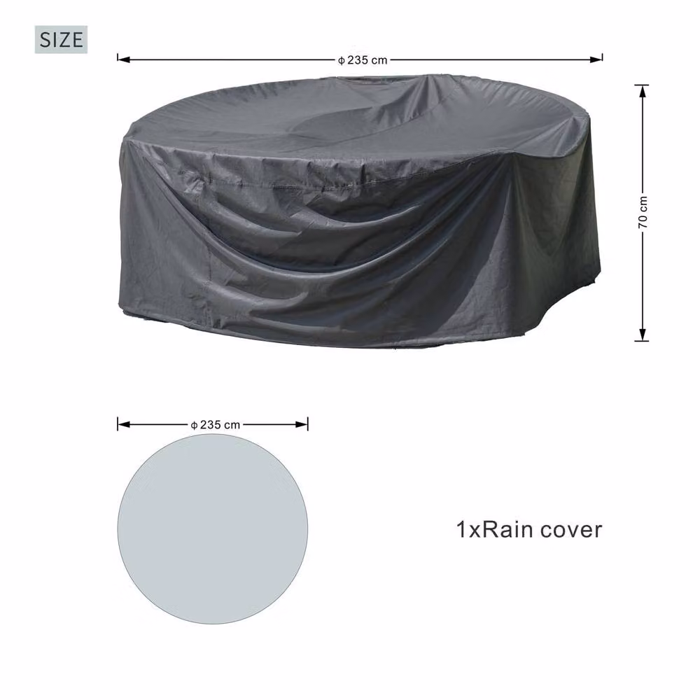 Direct Wicker Waterproof Round Outdoor Patio Rain Cover in Black – 5