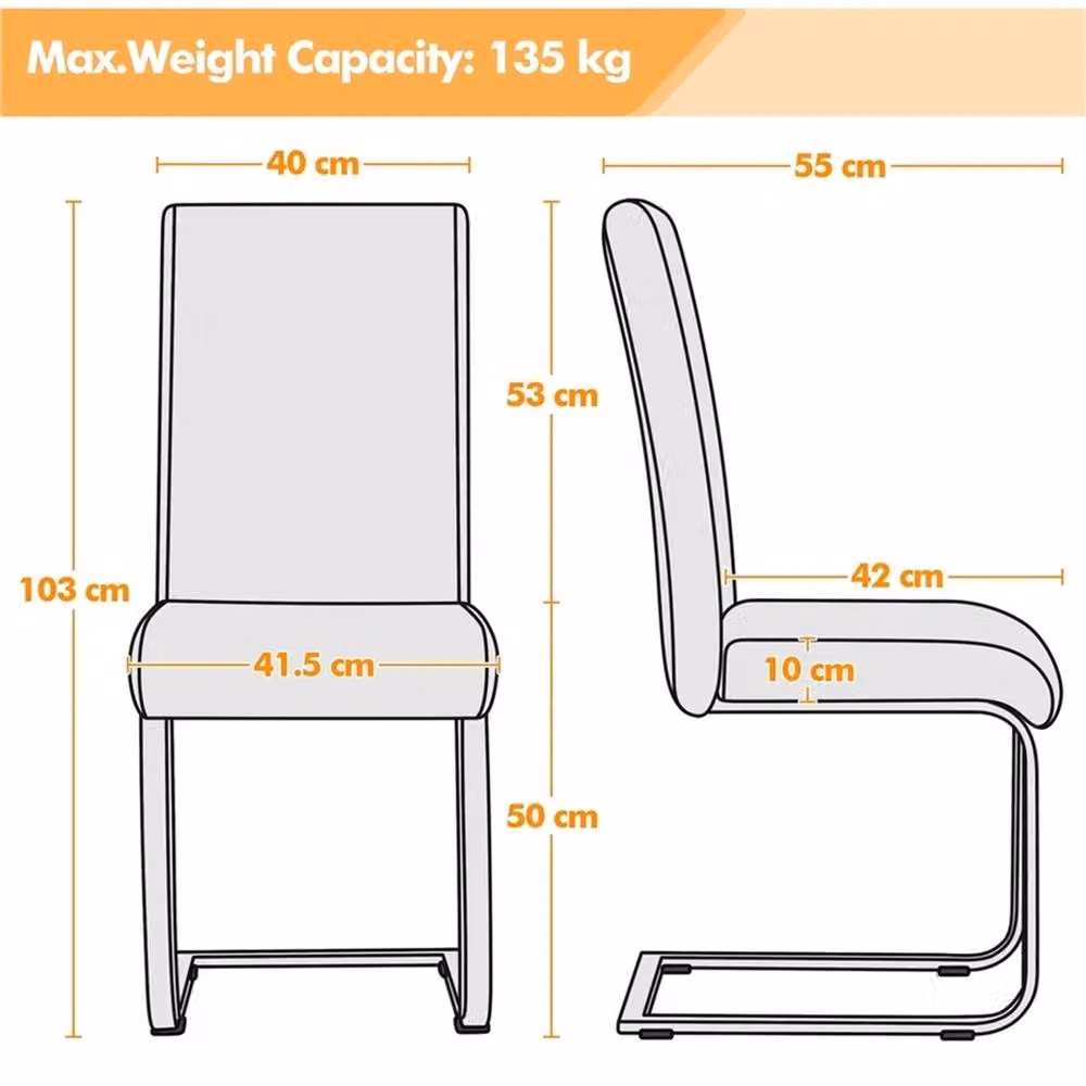 Kelvenix Set of 2 Modern Brown and Beige Synthetic Leather Dining Chairs with Cantilever Base – 2