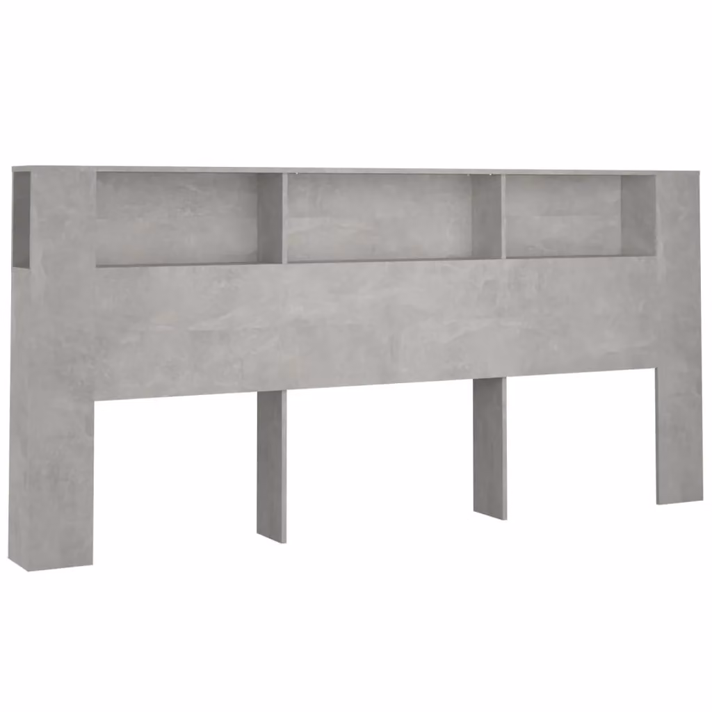 Berkfield Home Modern Wall Mount Headboard Cabinet with Integrated Shelf in Concrete Grey, W: 220 cm, D: 18.5 cm, H: 104.5 cm – 2