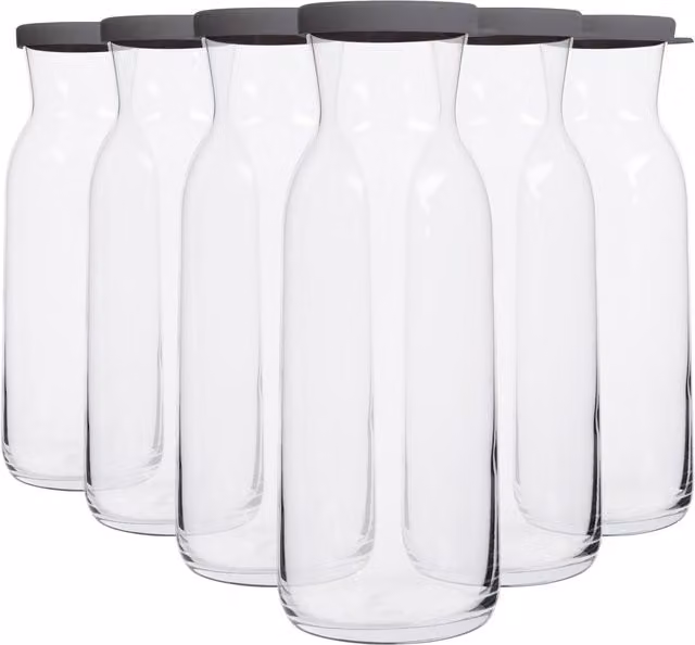 LAV Fonte Glass Carafes with Lids, Grey, 1.2 l, Pack of 6