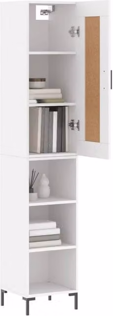 Berkfield Home White Modern Highboard with Hinged Doors and Internal Shelves, W/D/H: 34.5 x 34.0 x 180.0 cm – 1
