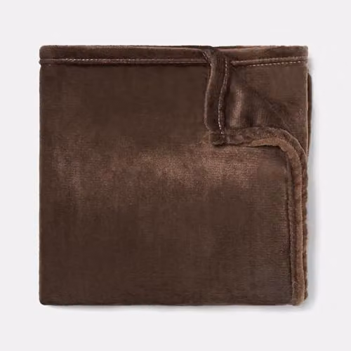 OHS Brown Fluffy Fleece Throw Blanket, W: 150 cm, D: 200 cm – 3
