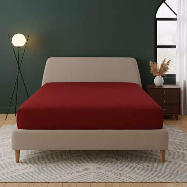 Snug City Double Flannelette Fitted Sheet in Red, Extra Deep 40 cm, Soft Brushed Cotton – 1